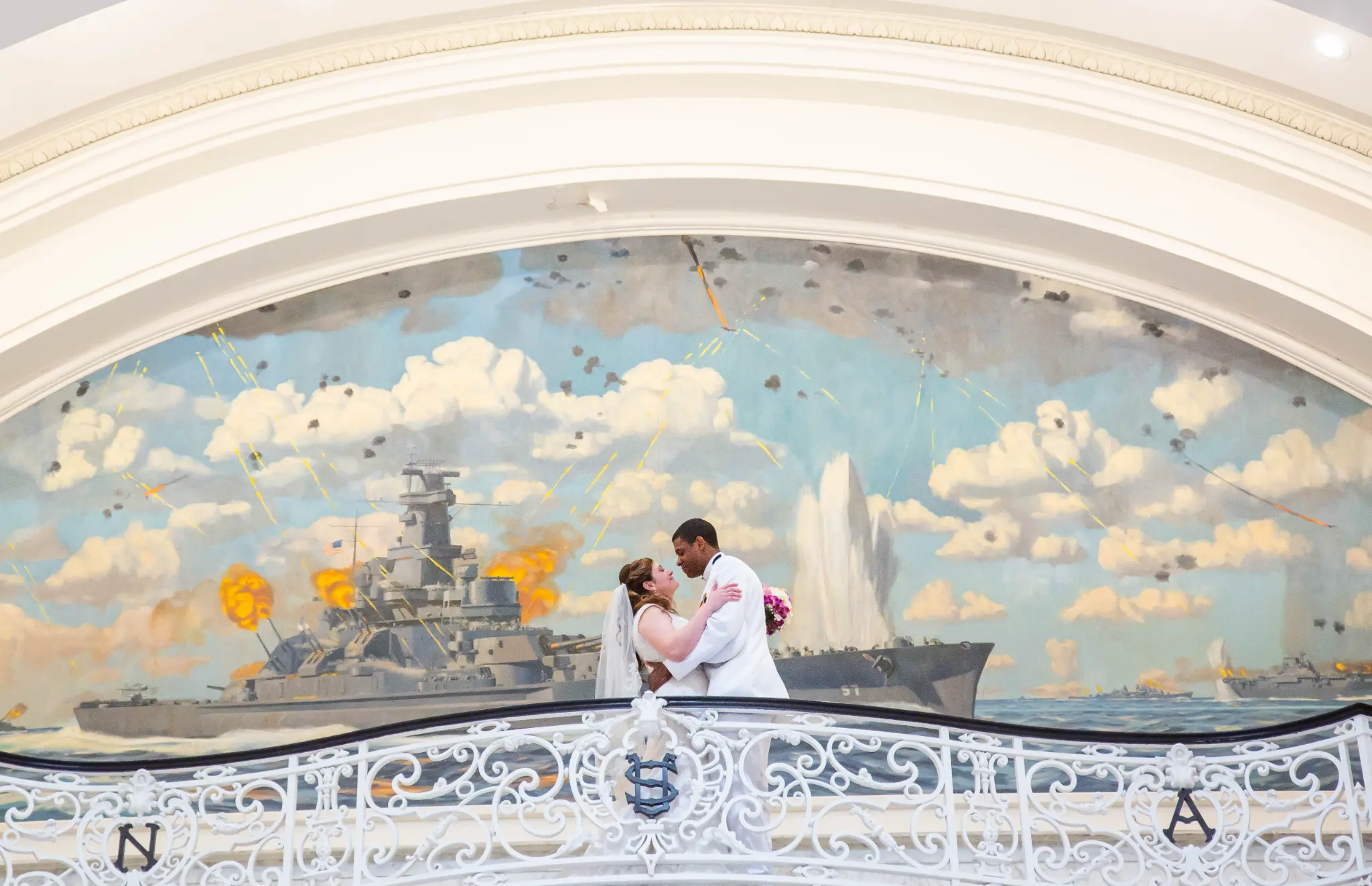 Cheyenne and Michael at golden hour on Naval Academy grounds — Andrew Rozario