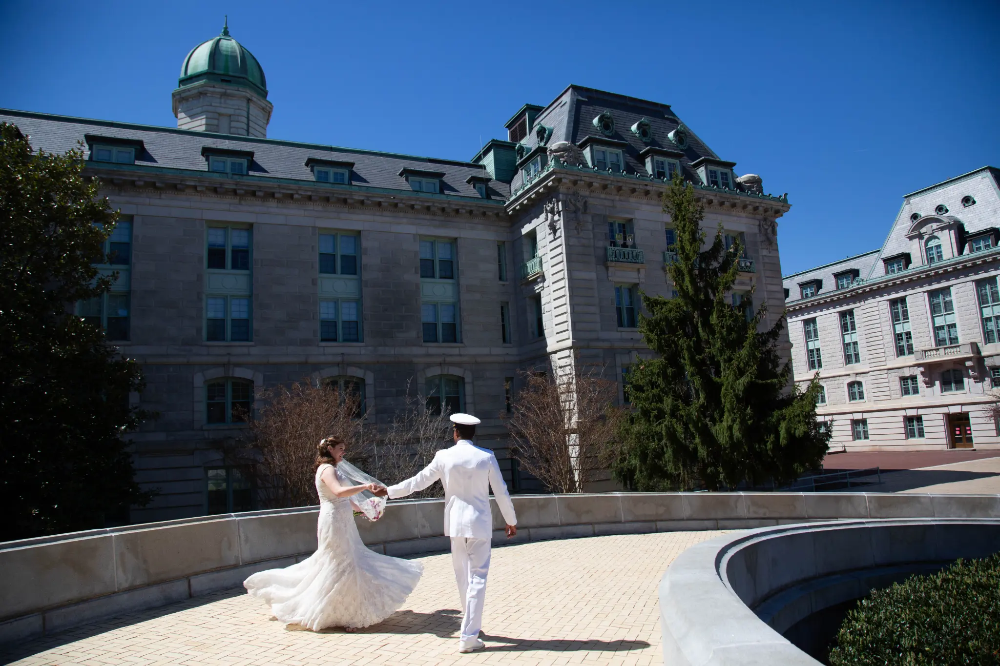 Romantic portrait of Cheyenne and Michael at the Naval Academy — Andrew Rozario