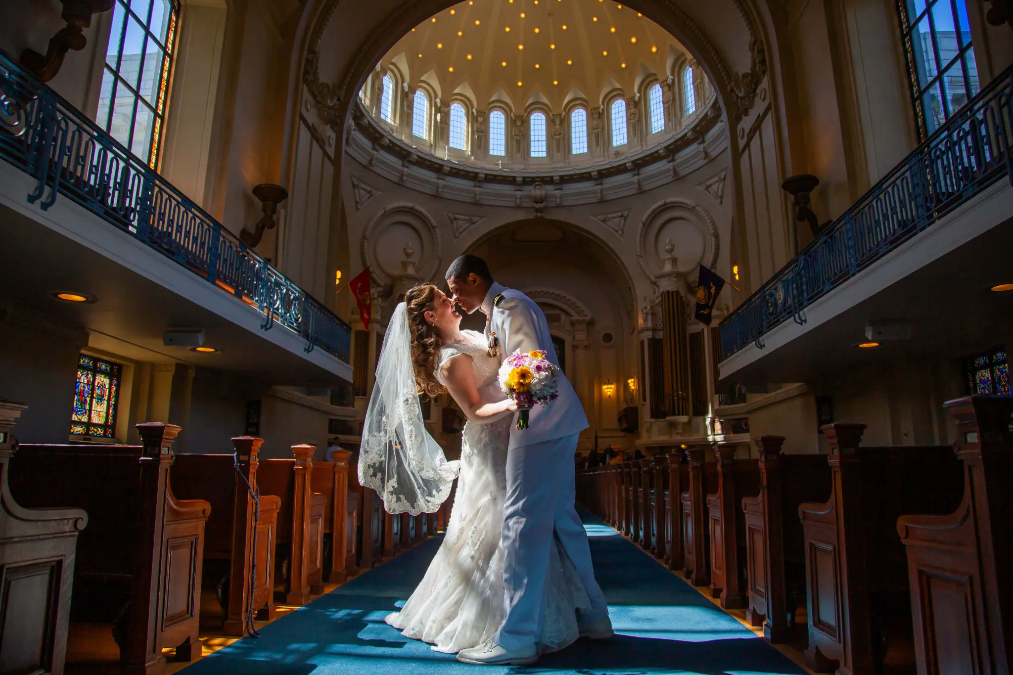 Cheyenne and Michael at the U.S. Naval Academy Chapel altar — Andrew Rozario wedding photographer Annapolis