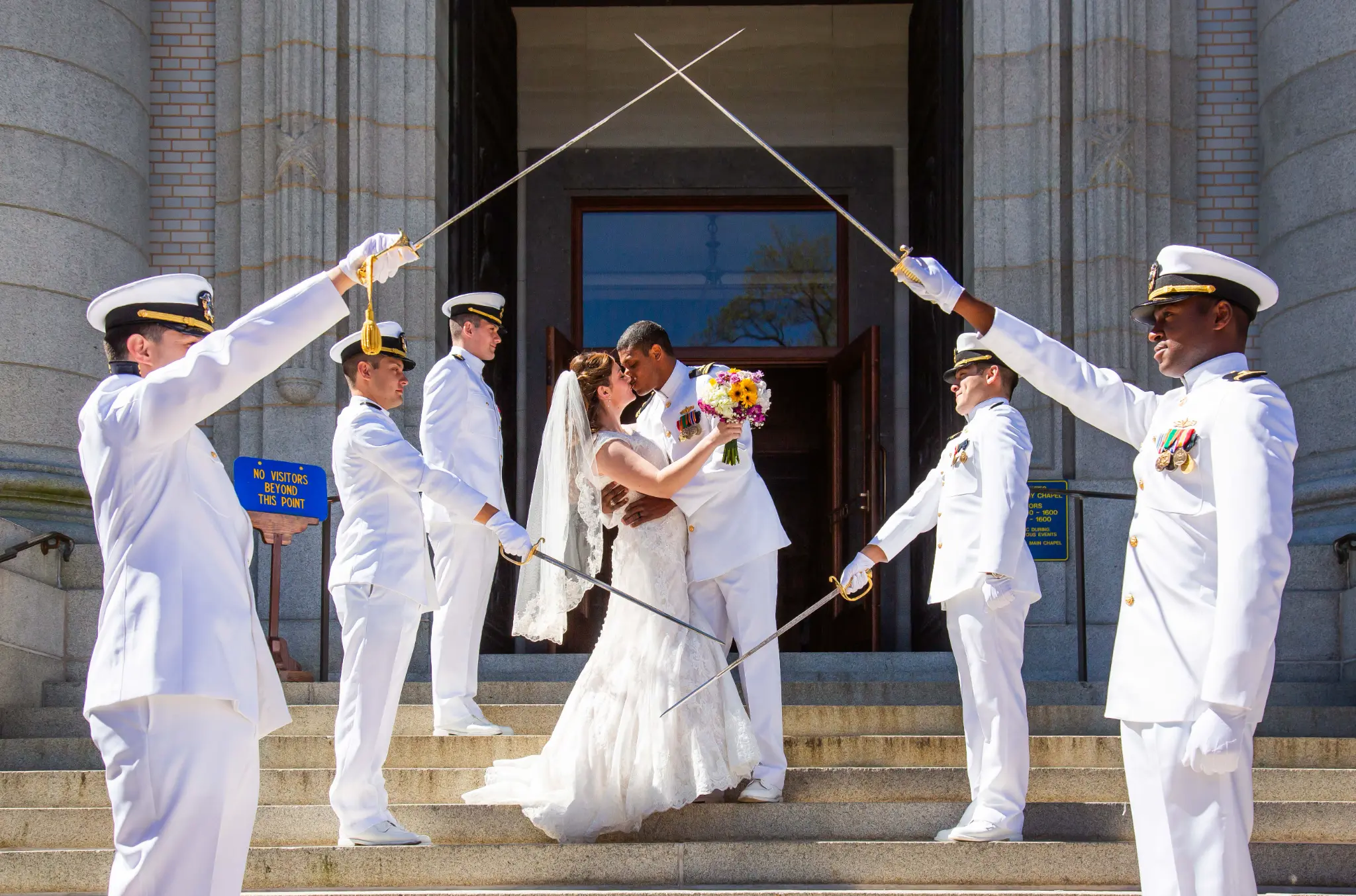 Cheyenne in bridal gown at Naval Academy Chapel — Andrew Rozario cinematic wedding photography