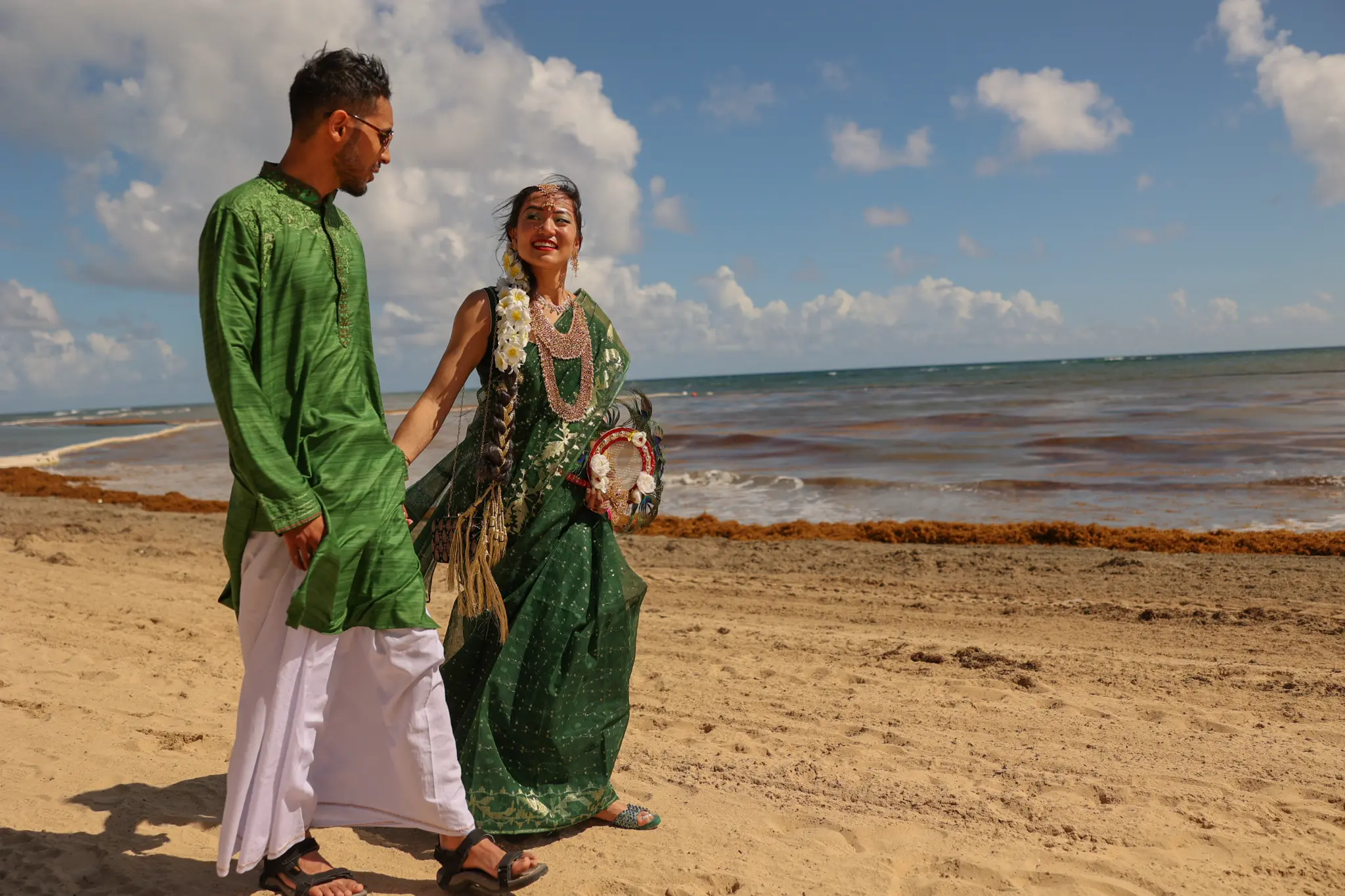 Golden hour portrait on Caribbean beach