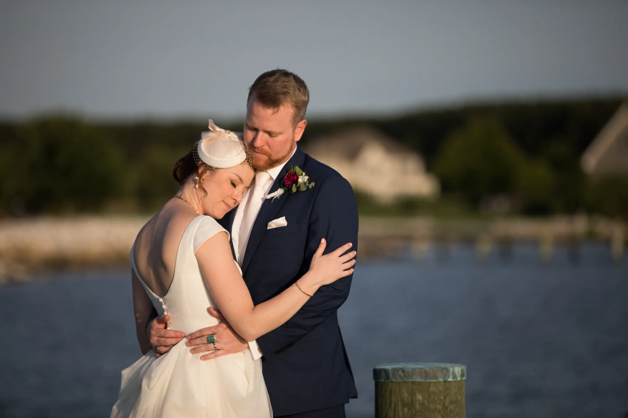 Couple at waterfront during golden hour — Andrew Rozario outdoor wedding photography