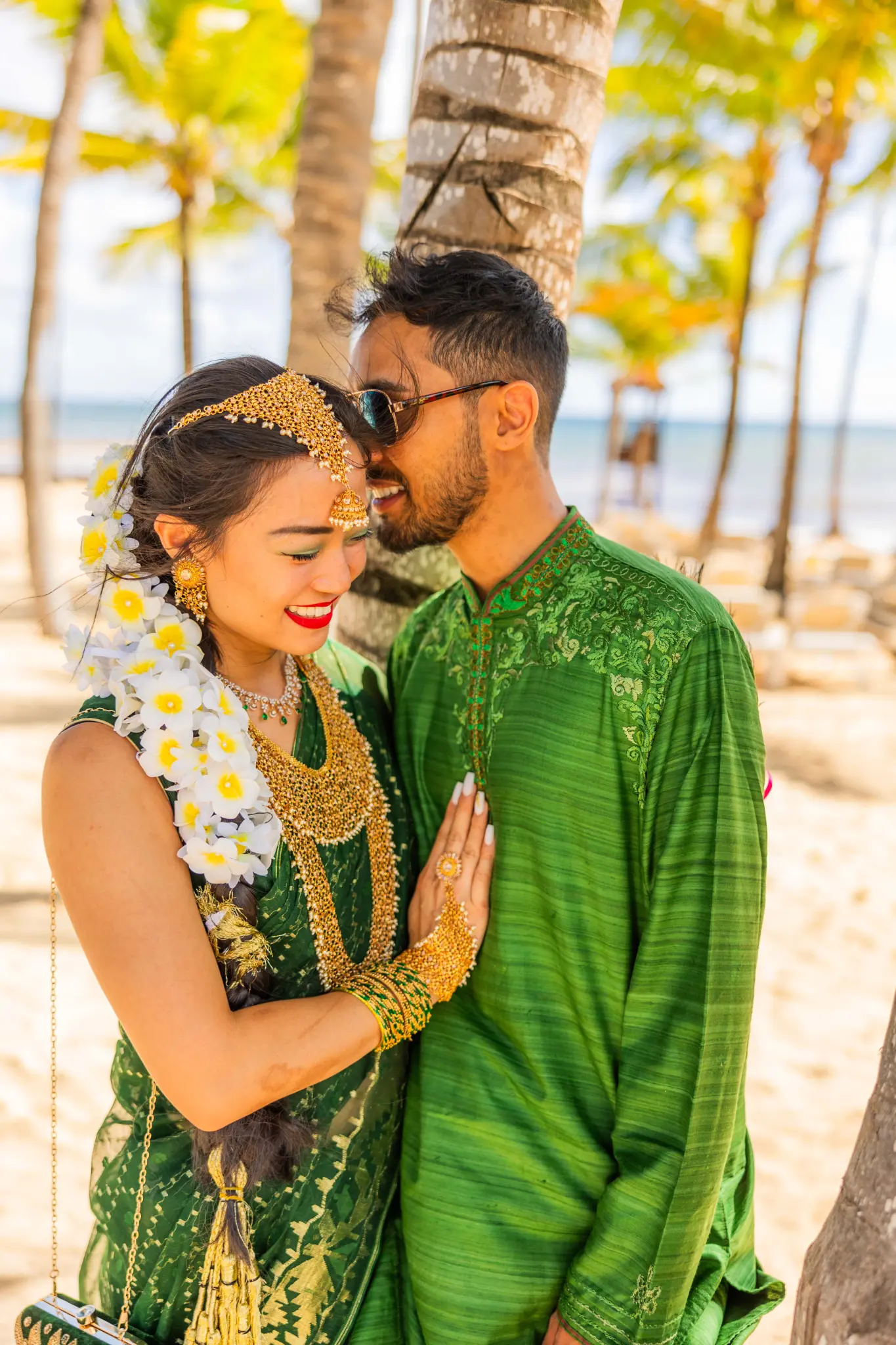 Couple embracing on the beach